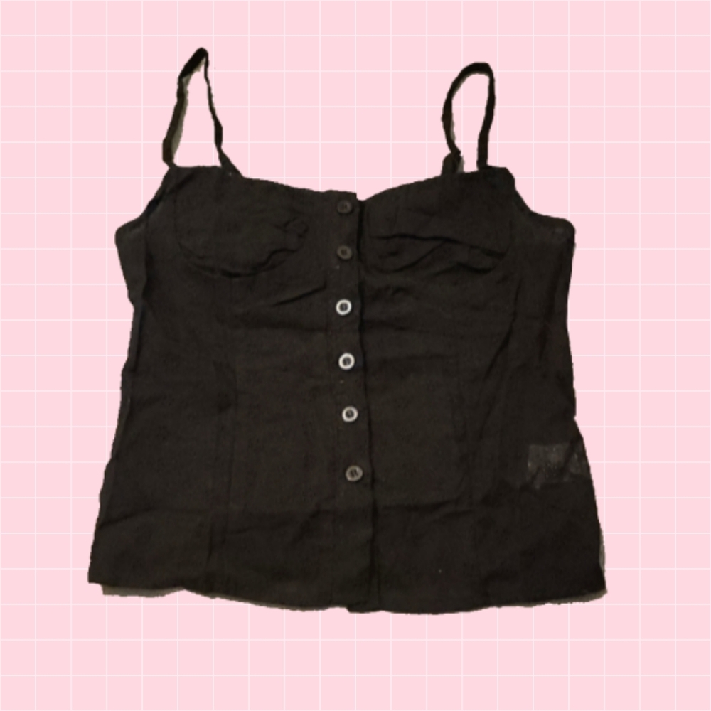 Black Button-Up Women's Top
